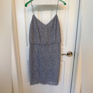 Adrianna Papell Gray Lace Strap Dress